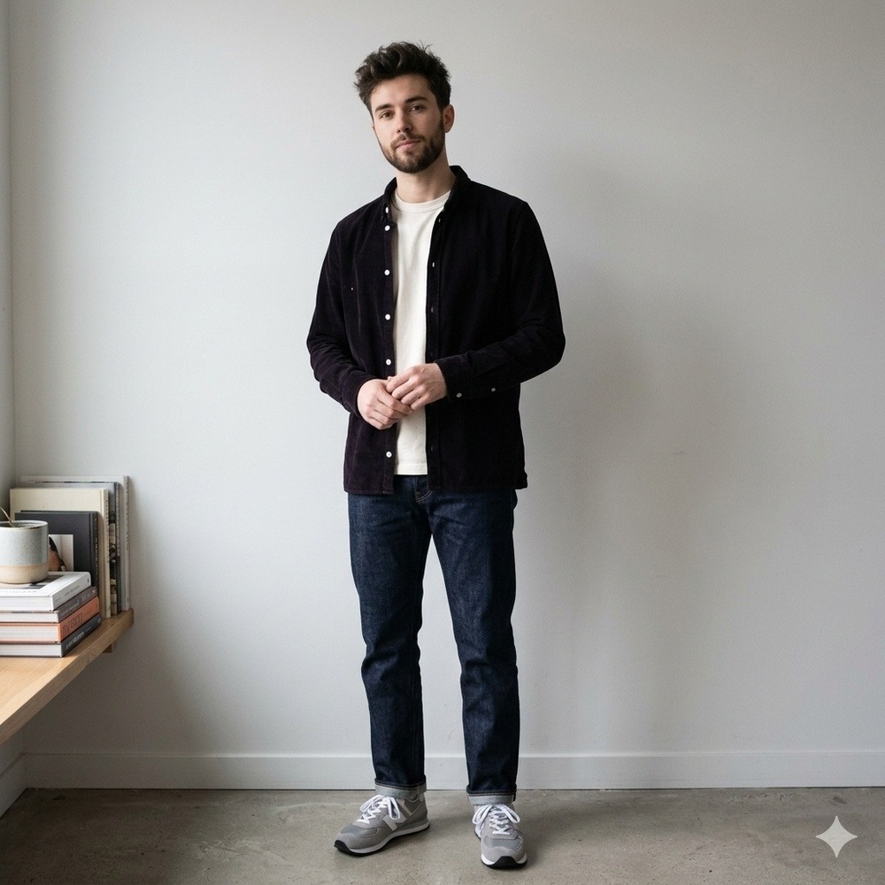 Norse Projects Aaron Fine‎ Corduroy Shirt Mens Small Dark Purple Button Down